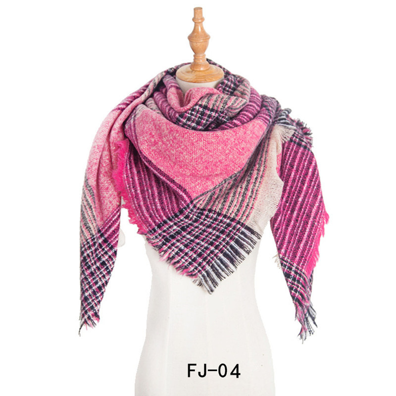 Europe And The United States New Autumn And Winter Circle Yarn Thickened Double-Sided Checkered Bristle Square Scarf Scarf Women's Scarf Manufacturers