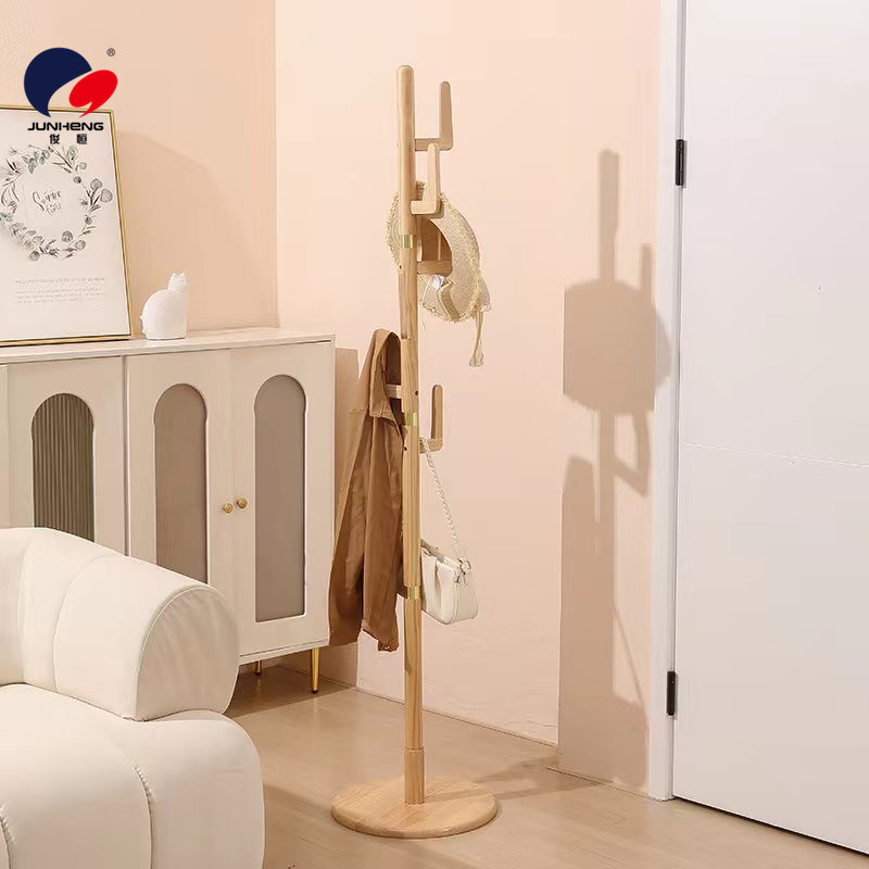 Hanger pole, bedroom hanging hanger, floor-standing solid wood coat rack, modern simple and multi-functional bag rack, clothes rack pic 5