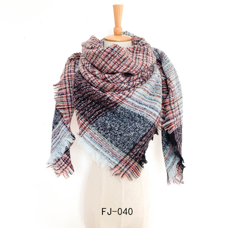 Europe And The United States New Autumn And Winter Circle Yarn Thickened Double-Sided Checkered Bristle Square Scarf Scarf Women's Scarf Manufacturers details Picture