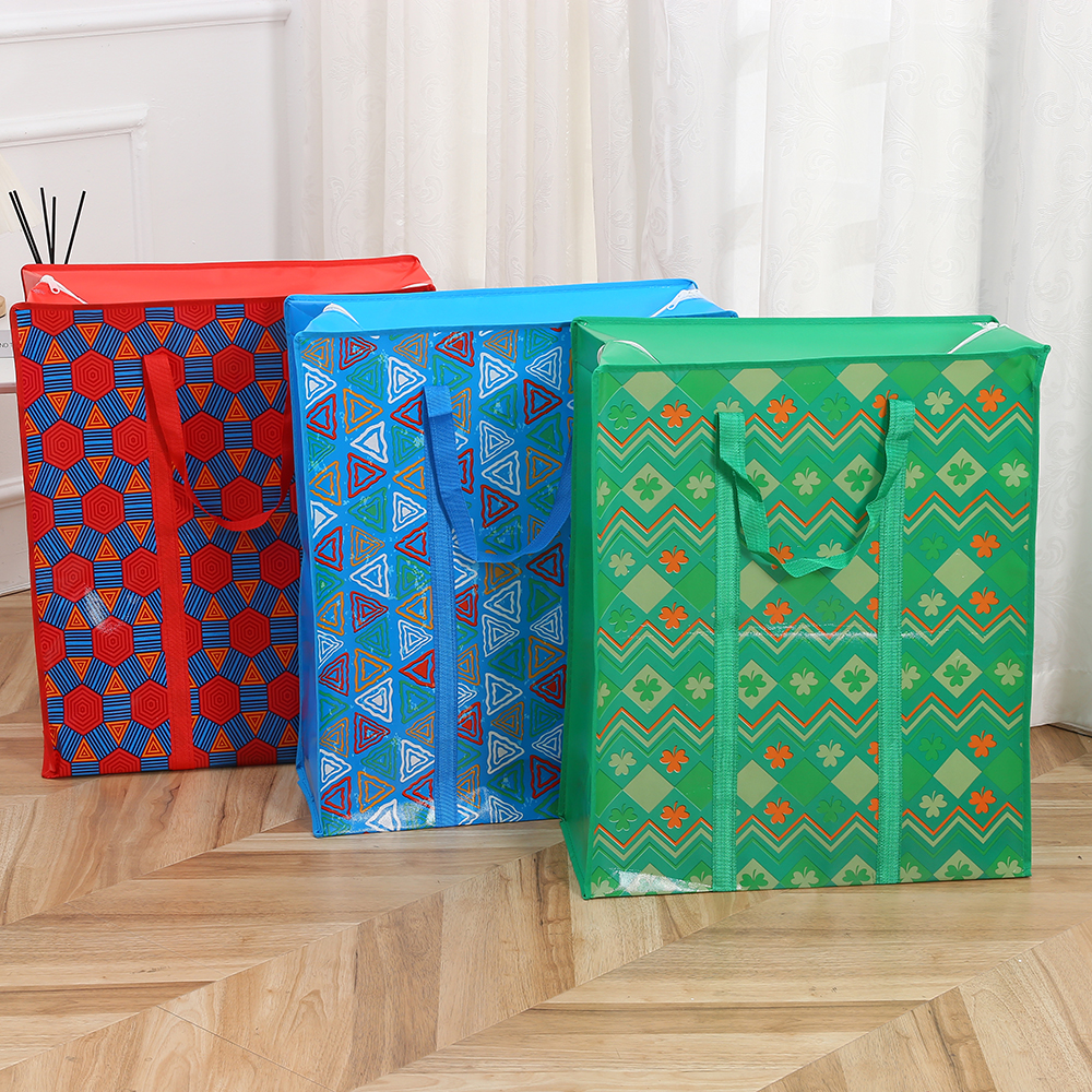 New pattern vertical portable non-woven bag with bottom moving bag storage and finishing home duffel bag quilt bag thumbnail