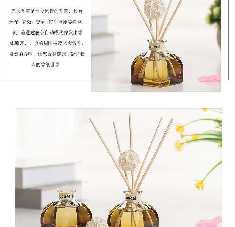 厂家批发高端50ml无火香薰精油套装 藤条挥发香熏香水香氛除味玻璃瓶详情9