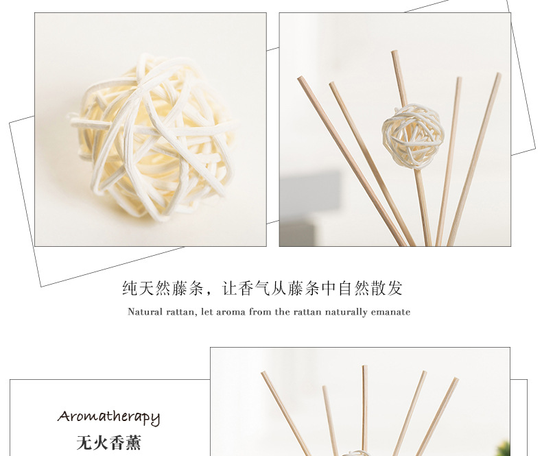 厂家批发高端50ml无火香薰精油套装 藤条挥发香熏香水香氛除味玻璃瓶详情8