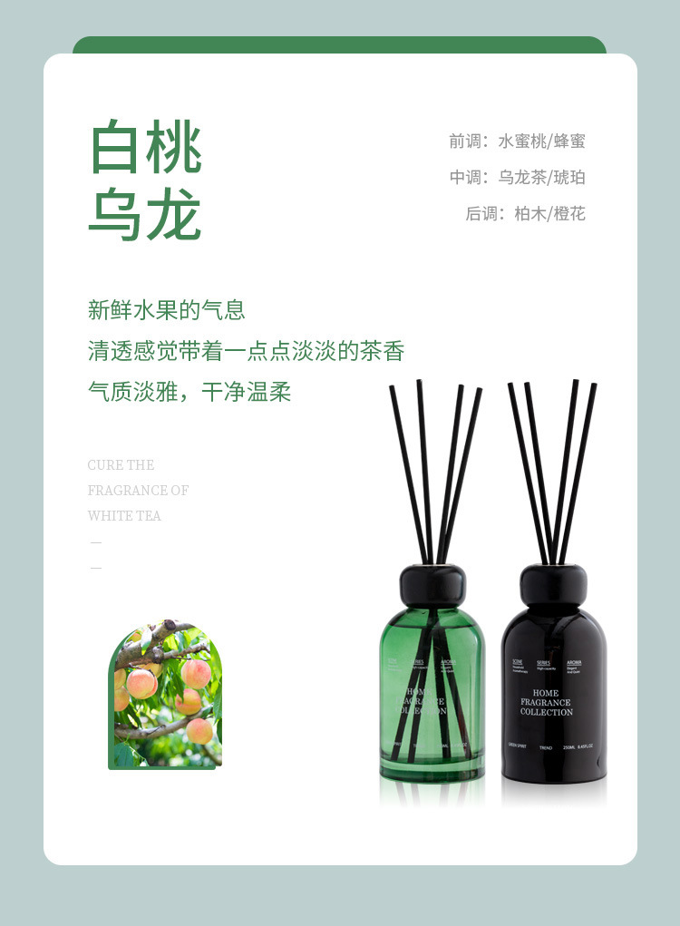 厂家直销250ml大容量绿瓶无火香薰摆件客厅净化空气藤条挥发香水礼物详情14