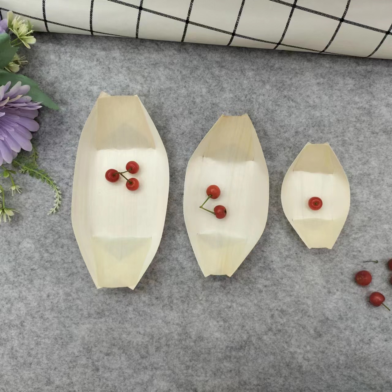 Disposable wooden skin boat packing box Mizushin Gemcake boat shape dish sushi boat Wooden boat dish boat Japanese Sashimi boat Wooden skin boat