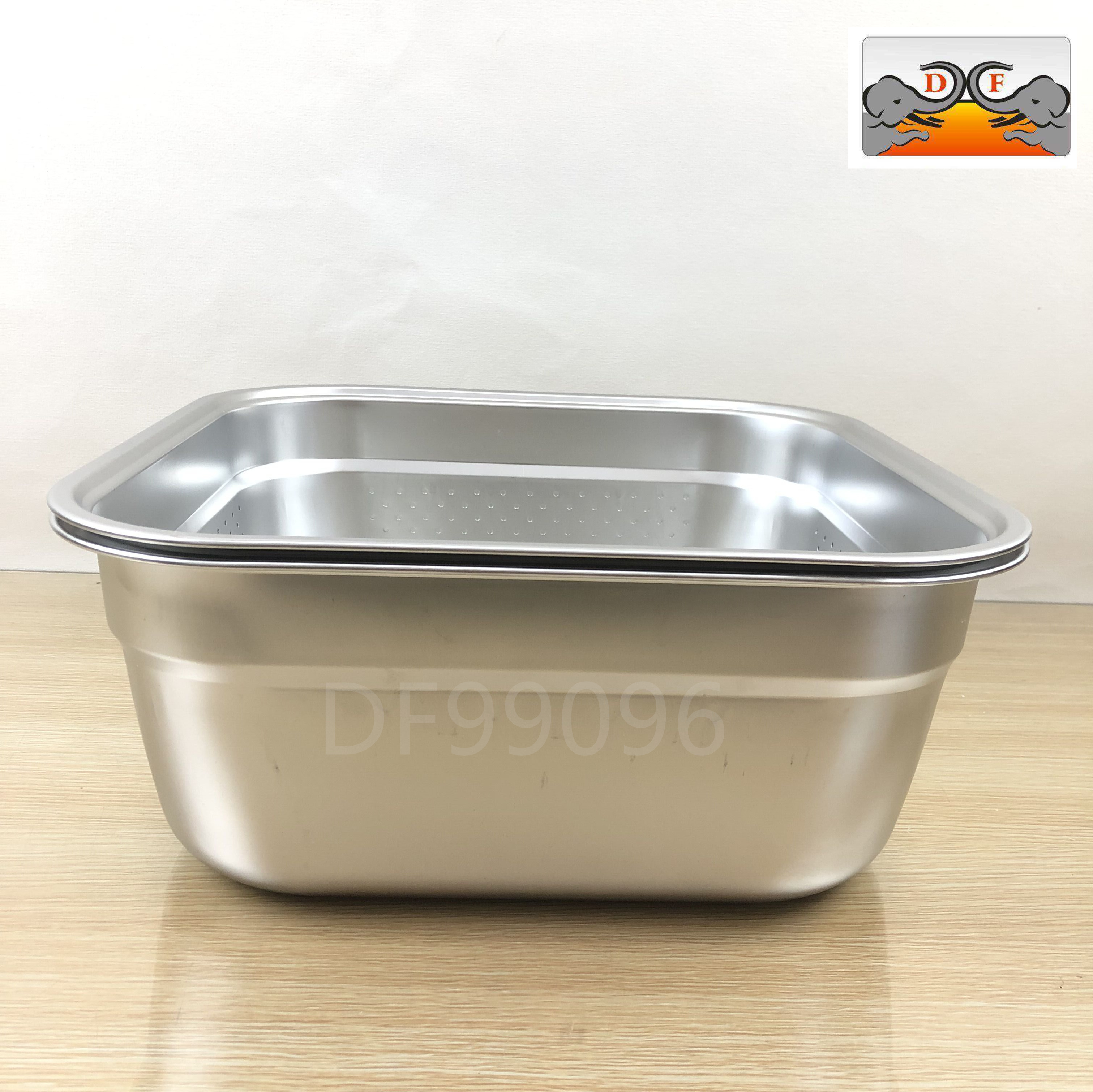 DF99096不锈钢盆 方形米筛 密孔漏盆加耳洗米筛果盆DF Trading House 详情5