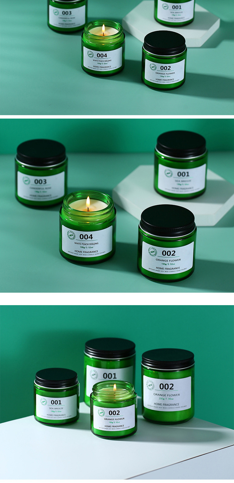 Factory direct sales of scented candles, green glass cups, indoor fresh and smokeless soy wax scented candle gift boxes wholesale pic 10