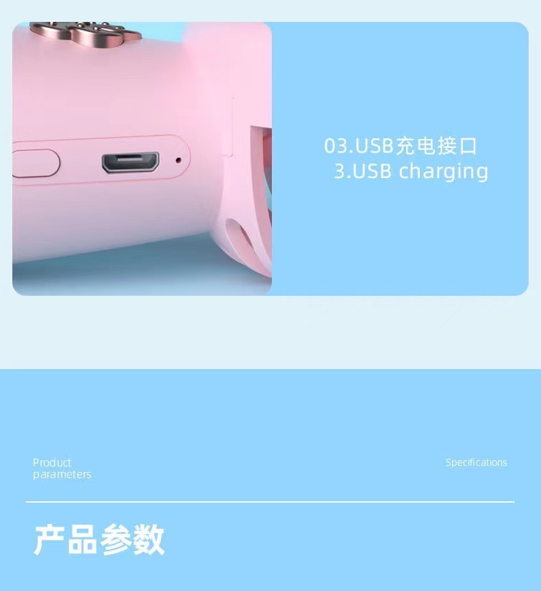 USB充电樱花手持风扇高品质三档风力小巧便携手持加挂绳可爱详情4
