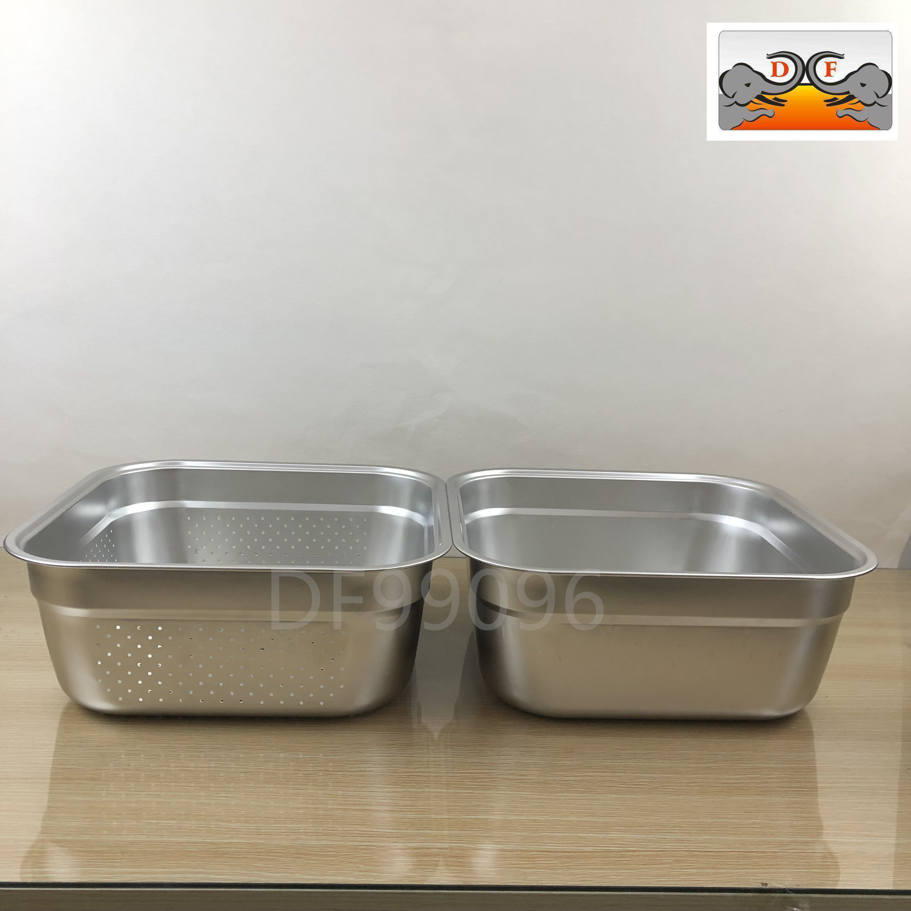 DF99096不锈钢盆 方形米筛 密孔漏盆加耳洗米筛果盆DF Trading House 详情3