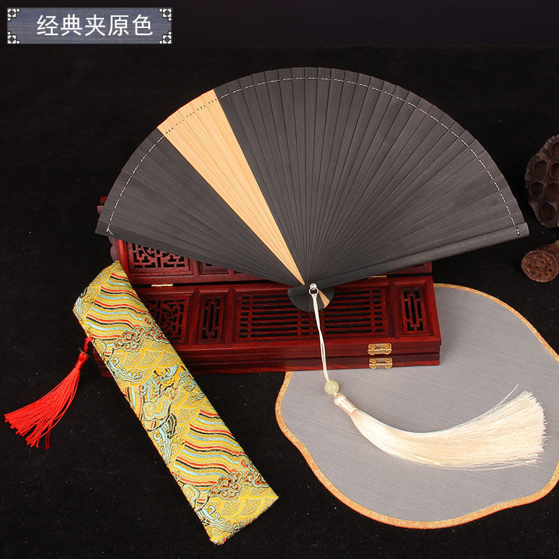 16Cm Matte Paint All Bamboo Color Folding Fan Hanfu Cheongsam Catwalk Dance Easy To Open And Close Summer Exquisite Gifts Folding Fan Classical Chinese Style Han Fashion Products details Picture