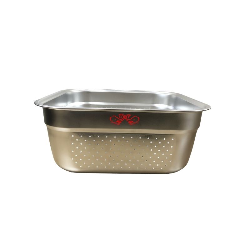 DF99096 Stainless steel square basin square sieve Square sieve Storage basket sorting basket Drain basket Vegetable basket DF Trading House Item Picture