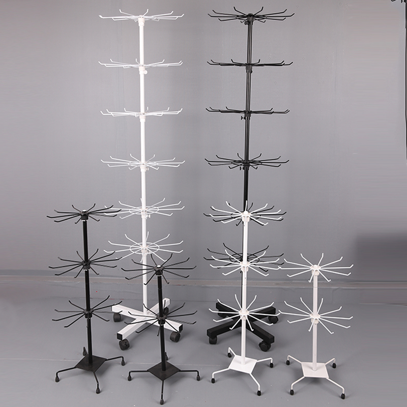 Rotating Shelf Floor Stand Socks Stand Activity Five-Layer Jewelry Display Stand Metal Promotional Hook Display Stand Can Fish Display Stand