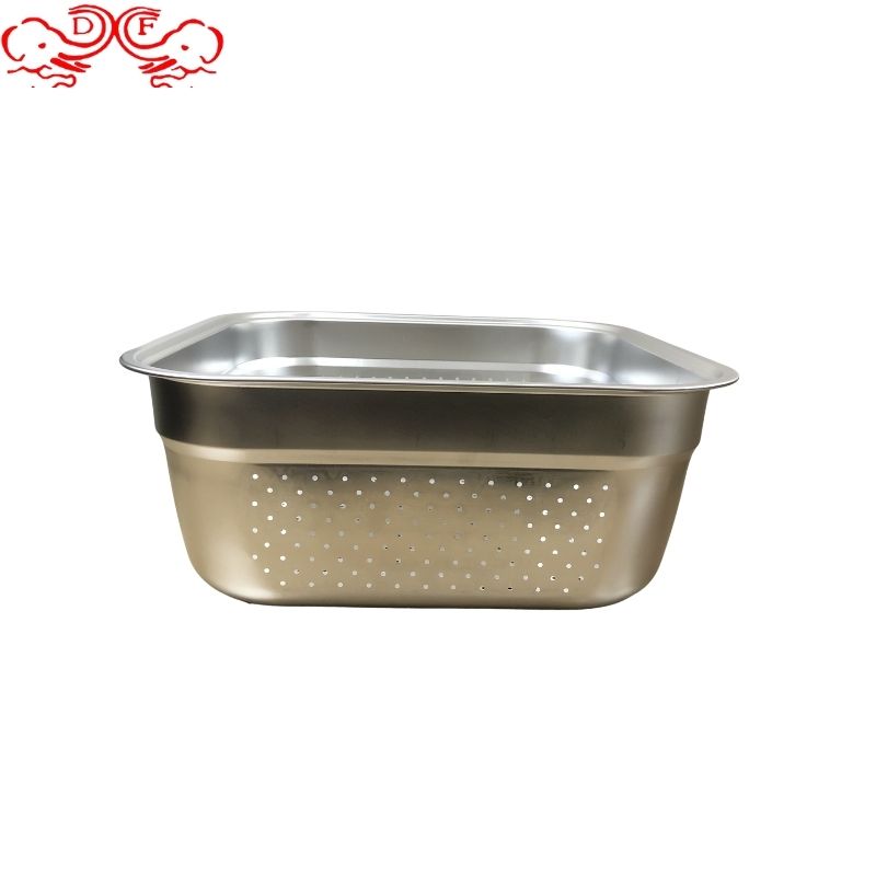 DF99096 Stainless steel square basin square sieve Square sieve Storage basket sorting basket Drain basket Vegetable basket DF Trading House full figure