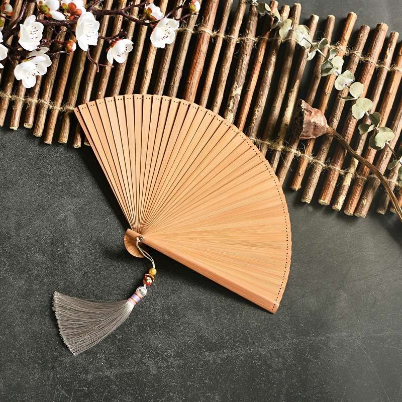 16Cm Mini Full Bamboo Fan Ladies Full Bamboo Fan Chinese Style Full Bamboo Fan Retro Style Hanfu Qipao Catwalk Dance Easy Opening And Closing Summer Gift Small Fan