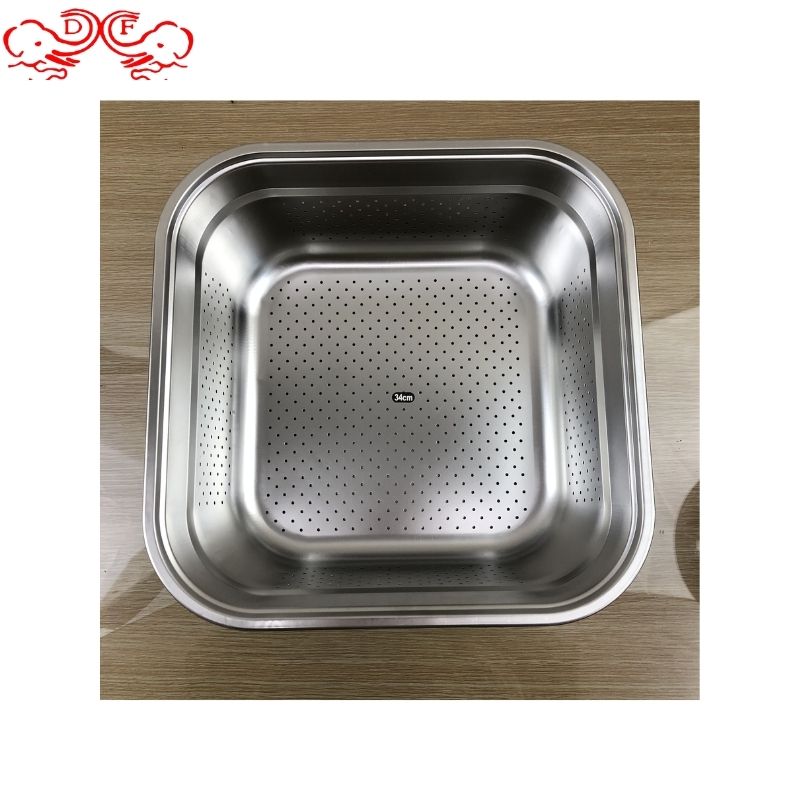 DF99096 Stainless steel square basin square sieve Square sieve Storage basket sorting basket Drain basket Vegetable basket DF Trading House details Picture
