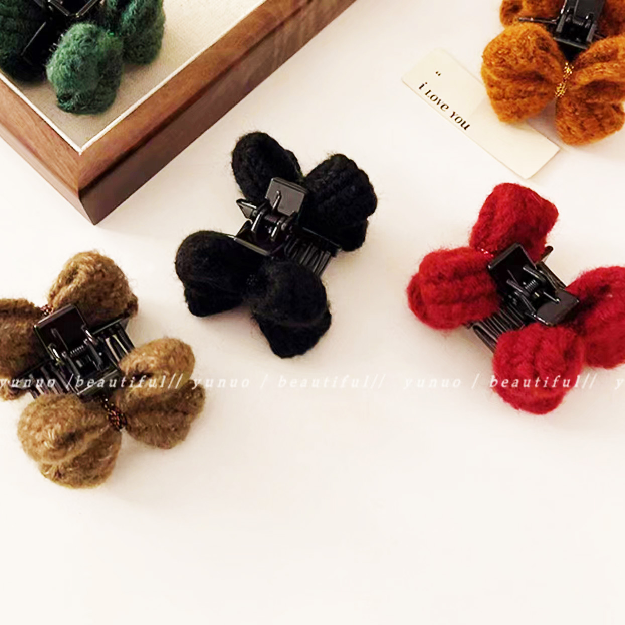 Fleece small bow hair clip accessories Semi-finished color bow hair clip accessories