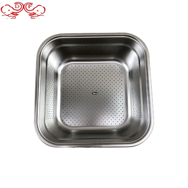 DF99096 Stainless steel square basin square sieve Square sieve Storage basket sorting basket Drain basket Vegetable basket DF Trading House Application Scenario