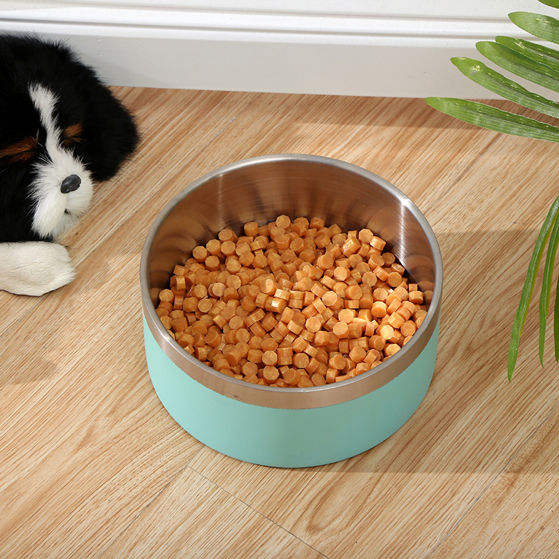 Stainless steel pet bowls, dog food bowls, anti-knock and anti-slip cat food bowls, large and small dog drinking bowls, durable pet supplies Application Scenario