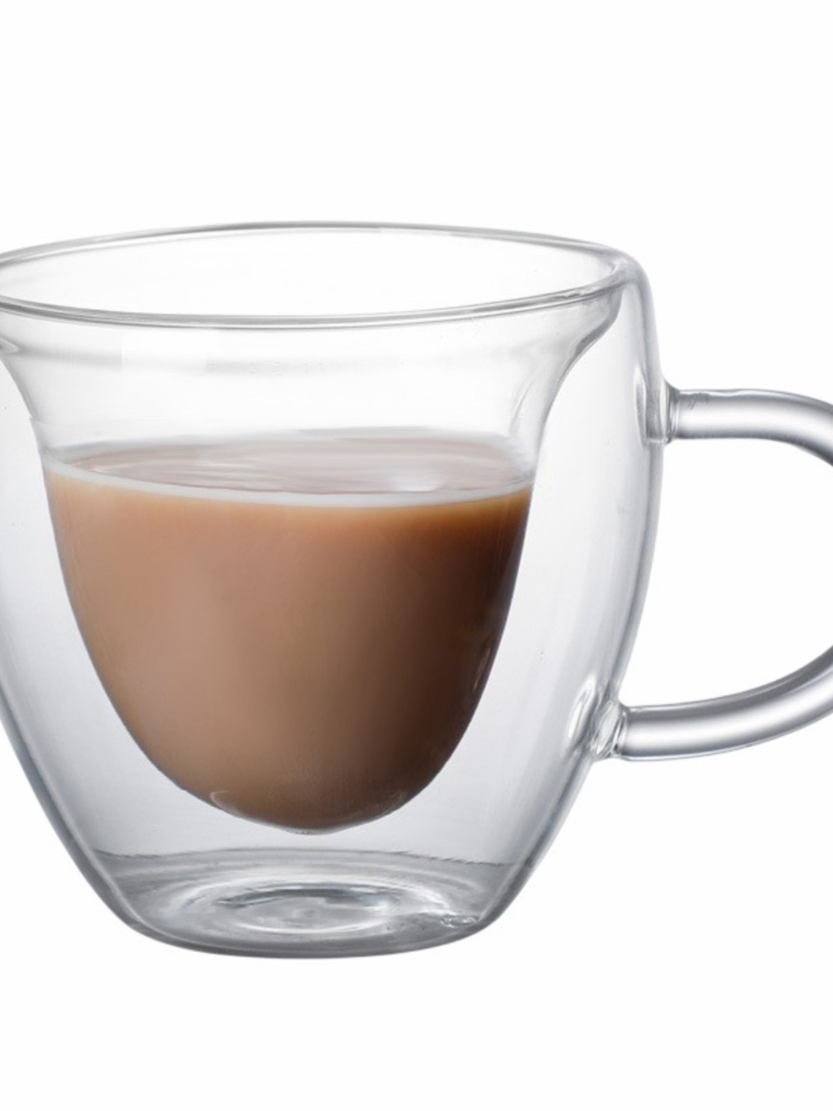 Creative Double Layer High Borosilicate Glass Milk Cup Couples Heart-Shaped Coffee Cup Home Milk Tea Juice Cup With Handle 150Ml Item Picture