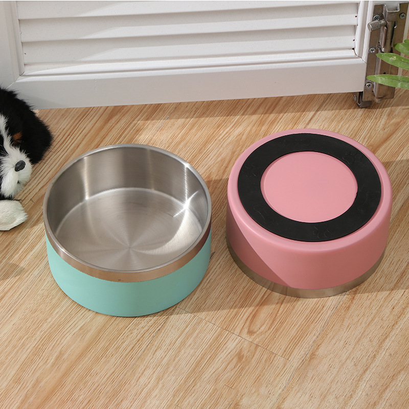Stainless steel pet bowls, dog food bowls, anti-knock and anti-slip cat food bowls, large and small dog drinking bowls, durable pet supplies pic 2