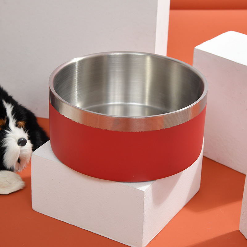 Stainless steel pet bowls, dog food bowls, anti-knock and anti-slip cat food bowls, large and small dog drinking bowls, durable pet supplies pic 7