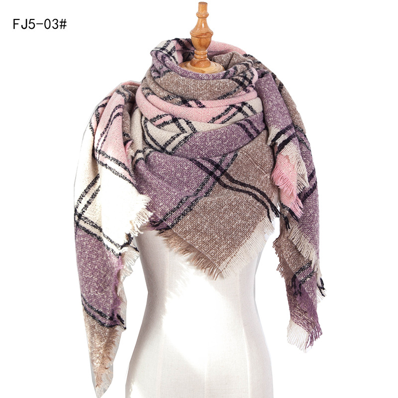 Europe And The United States New Autumn And Winter Thickened Bristles Large Plaid Square Scarf Scarf For Women Shawls Application Scenario