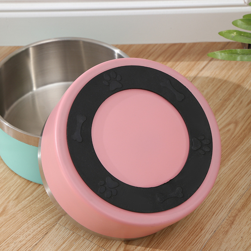 Stainless steel pet bowls, dog food bowls, anti-knock and anti-slip cat food bowls, large and small dog drinking bowls, durable pet supplies pic 3