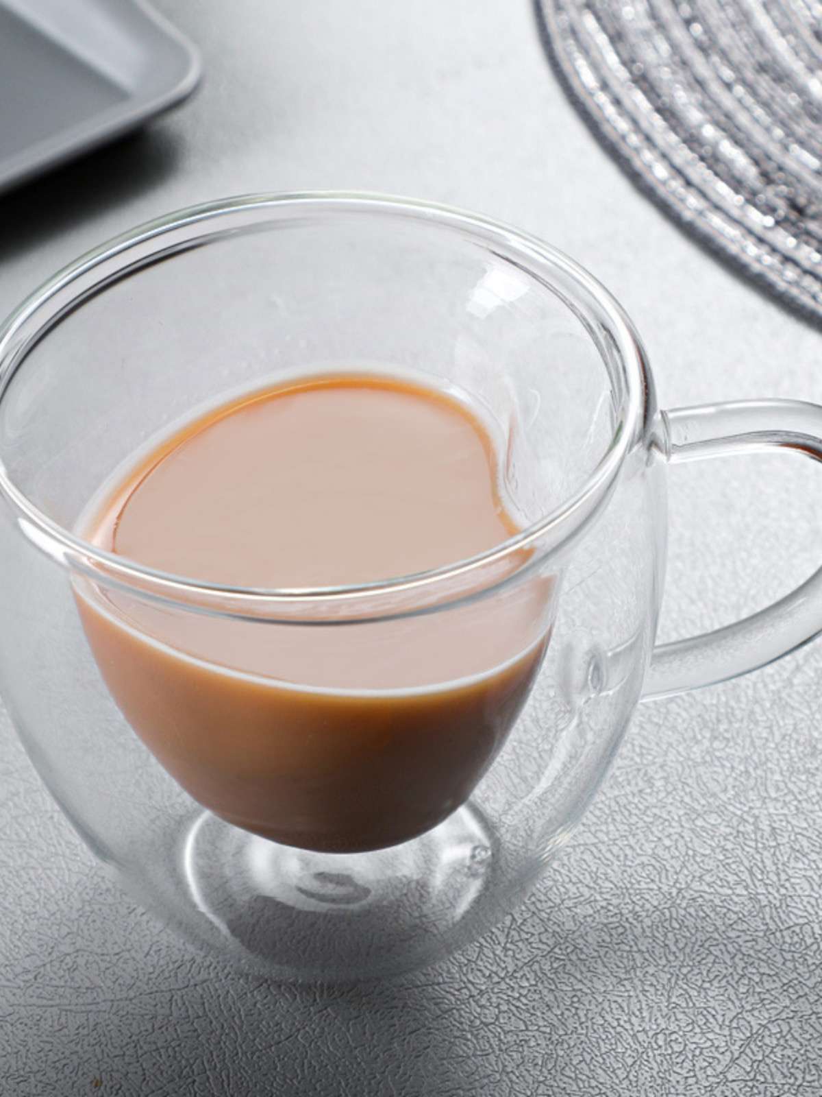 Creative Double Layer High Borosilicate Glass Milk Cup Couples Heart-Shaped Coffee Cup Home Milk Tea Juice Cup With Handle 150Ml details Picture