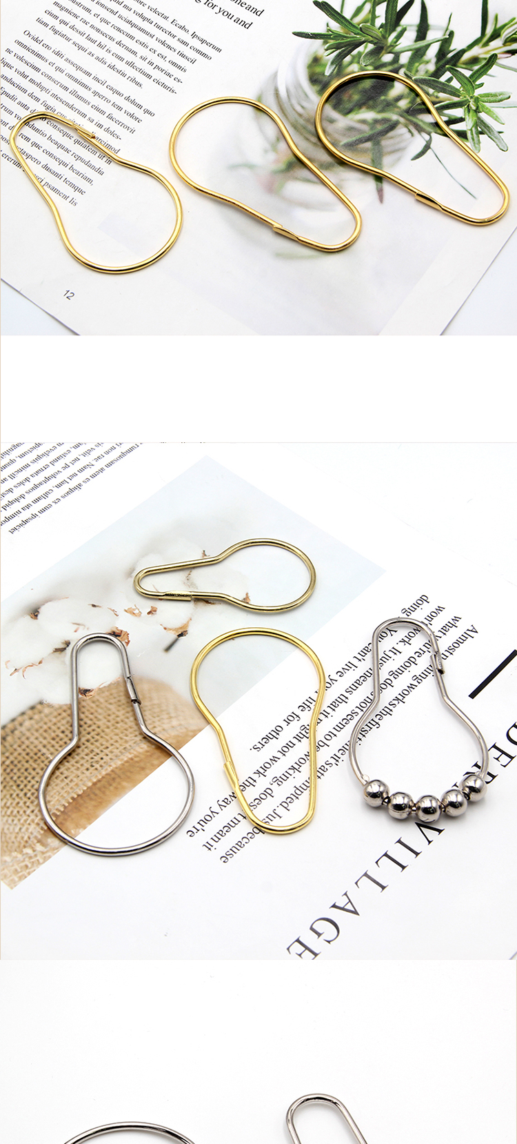 葫芦扣 五珠葫芦扣 浴帘挂钩 滚珠浴帘环 浴帘挂钩 窗帘钩浴室钩详情5