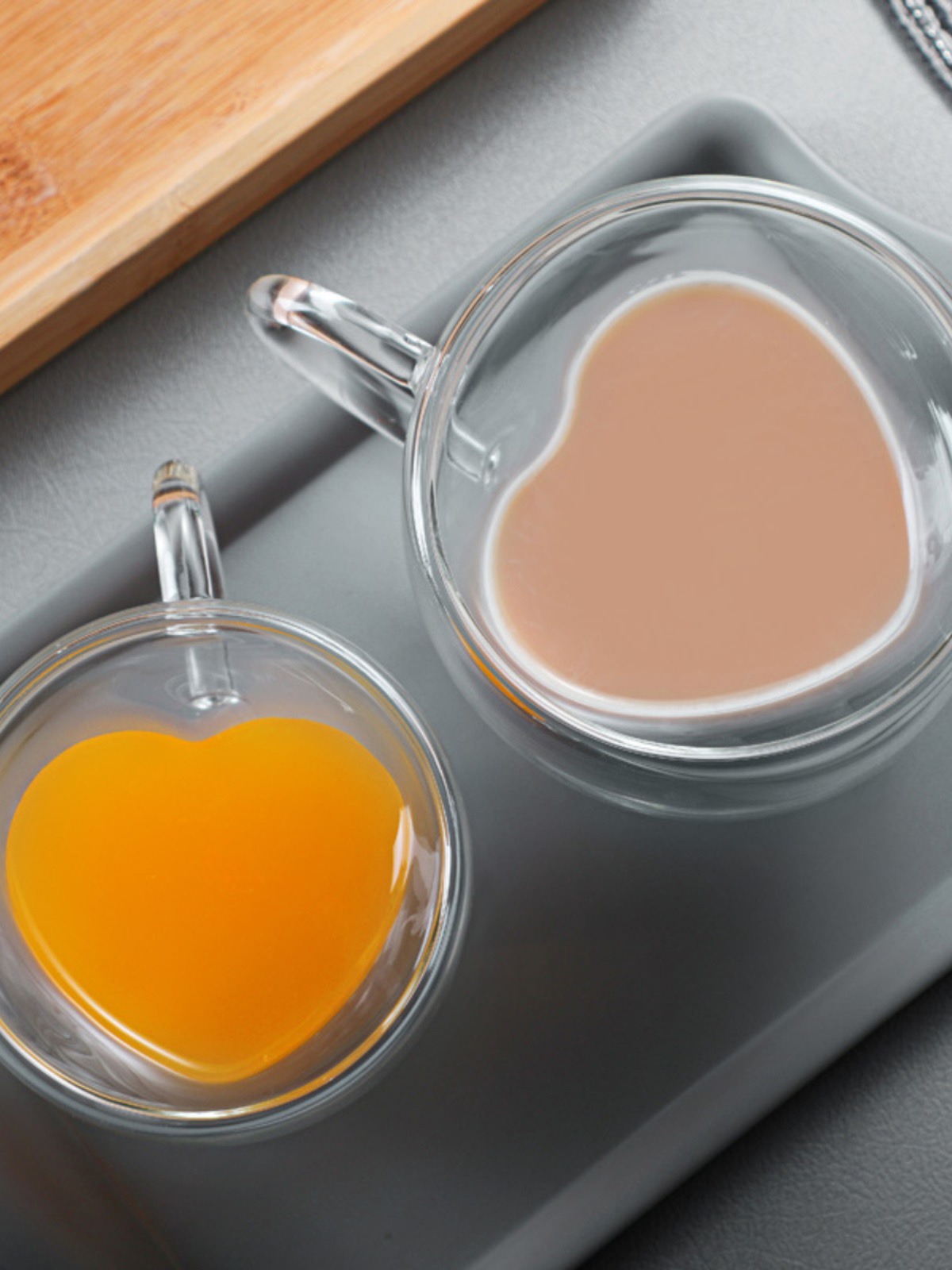 Creative Double Layer High Borosilicate Glass Milk Cup Couples Heart-Shaped Coffee Cup Home Milk Tea Juice Cup With Handle 150Ml