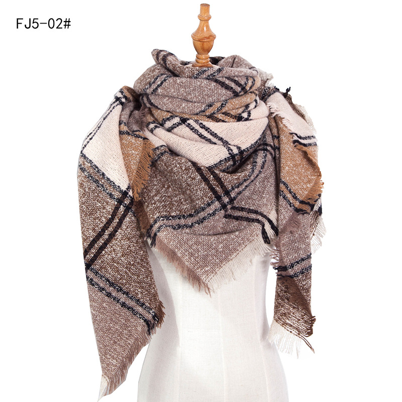 Europe And The United States New Autumn And Winter Thickened Bristles Large Plaid Square Scarf Scarf For Women Shawls Specification drawing