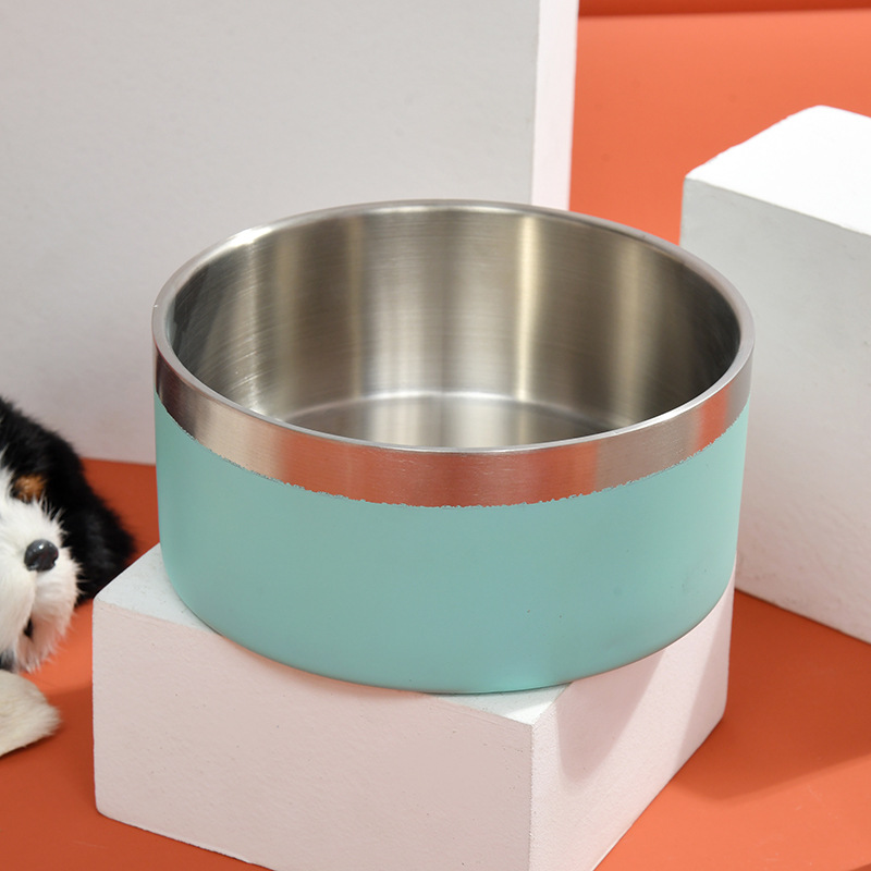 Stainless steel pet bowls, dog food bowls, anti-knock and anti-slip cat food bowls, large and small dog drinking bowls, durable pet supplies details Picture