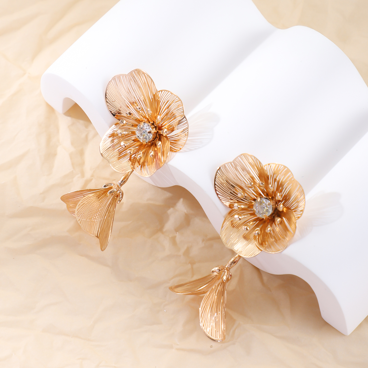 ZA light luxury high-grade flower earrings Europe and the United States exaggerated everything temperament earrings