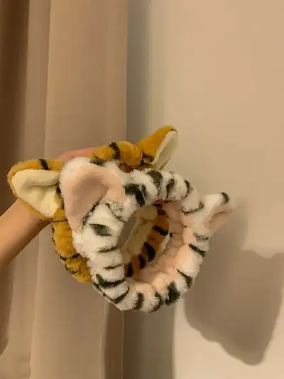 Tiger Print Cat Ear Headband Tiger Headband Yellow White Two Colors