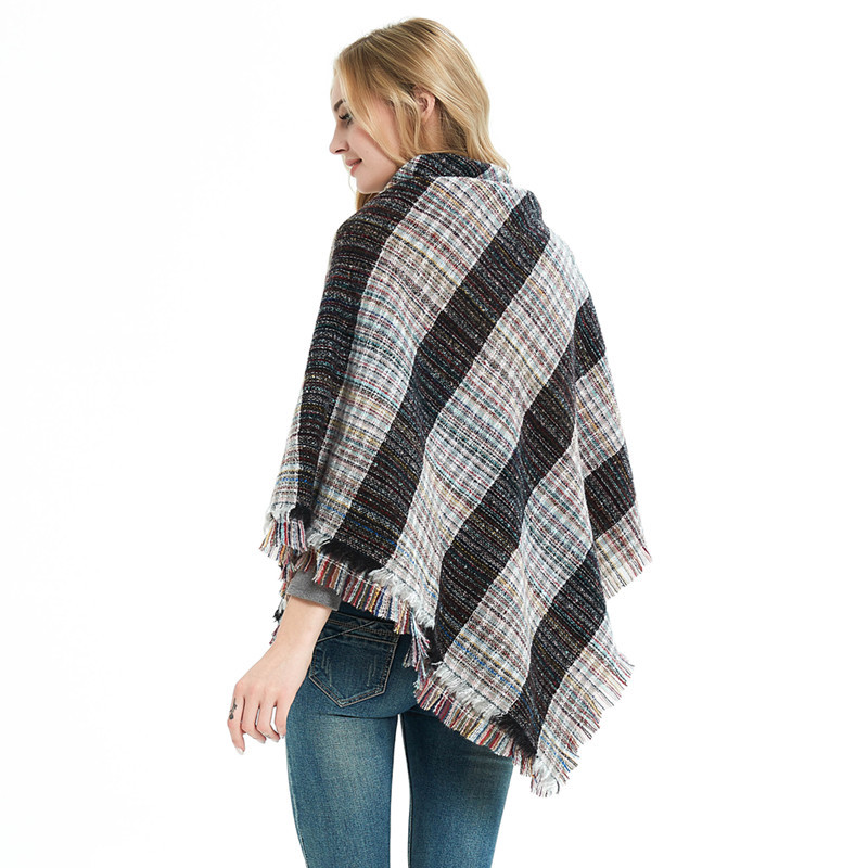 Explosive Sale Of Coarse Striped Shawl Big Square Scarf Autumn And Winter Scarf For Women Shawl Specification drawing