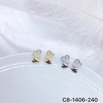 New love heart zirconia bright earrings