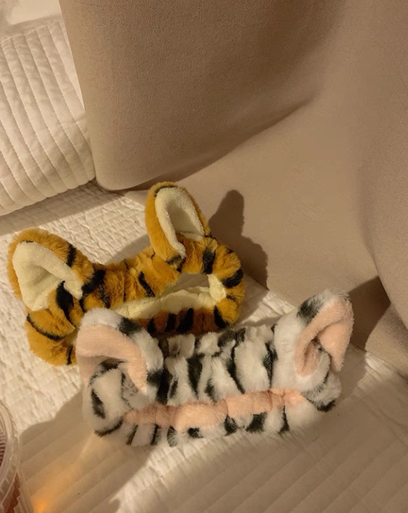 Tiger Print Cat Ear Headband Tiger Headband Yellow White Two Colors Item Picture