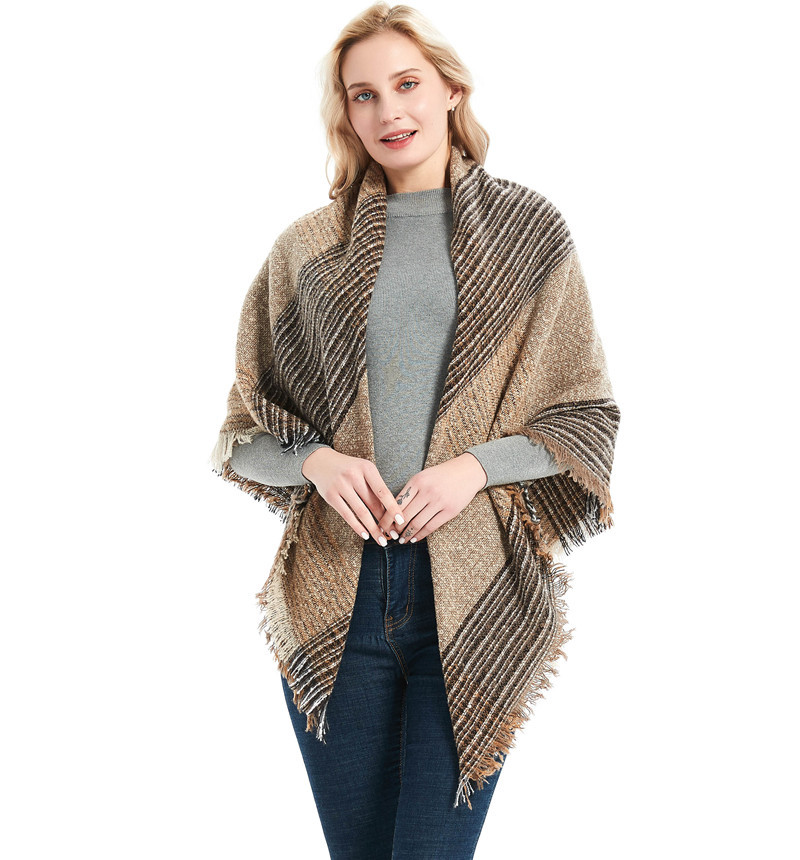 Europe And The United States New Autumn And Winter Quill Large Plaid Scarf Scarf For Women To Increase The Thickness Of The Bib Shawl Specification drawing