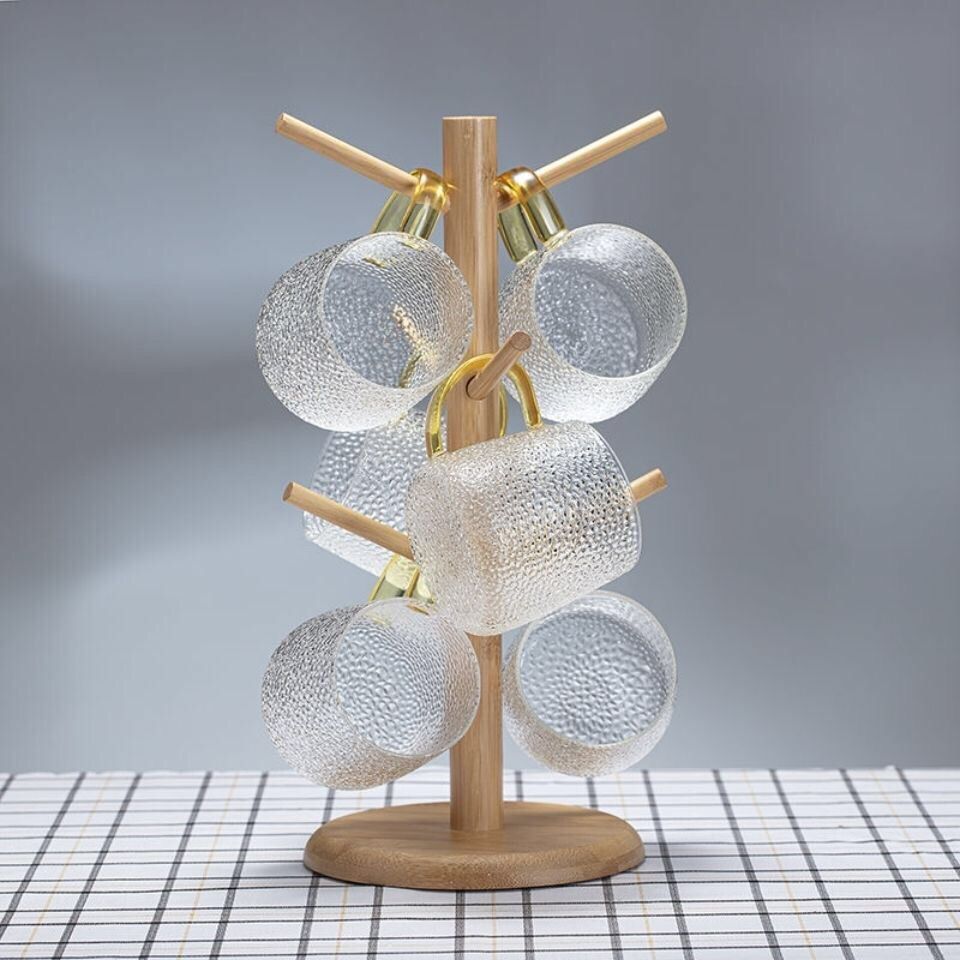 Eco-Friendly Natural Unpainted Bamboo Creative Tree Hanging Water Cup Holder Storage Rack Simple Bamboo Mug Holder New European Cup Holder details Picture