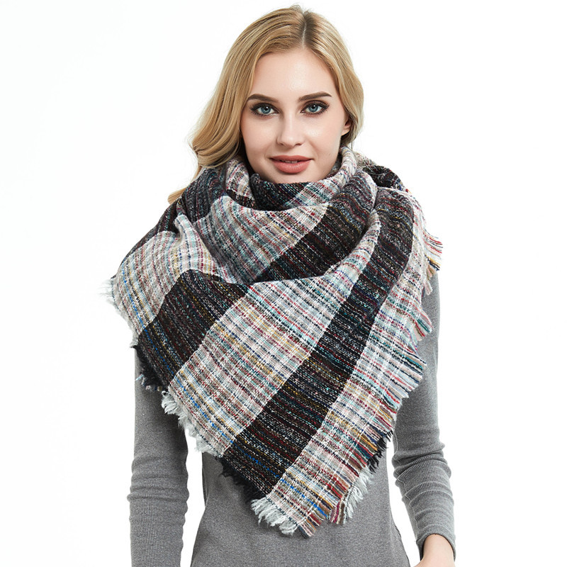 Explosive Sale Of Coarse Striped Shawl Big Square Scarf Autumn And Winter Scarf For Women Shawl details Picture