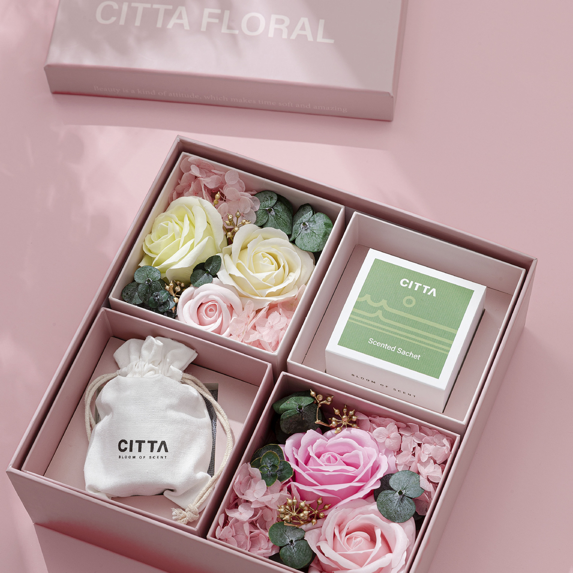 520 Handgift Aromatherapy Flower Gift Box To Send Girlfriend Pink Romantic Gift Valentine's Day Candle Aromatherapy Flower Sachet Set