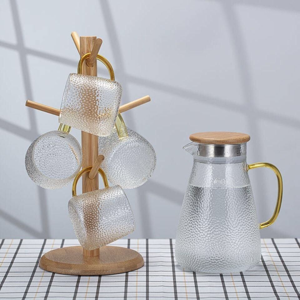 Eco-Friendly Natural Unpainted Bamboo Creative Tree Hanging Water Cup Holder Storage Rack Simple Bamboo Mug Holder New European Cup Holder Specification drawing