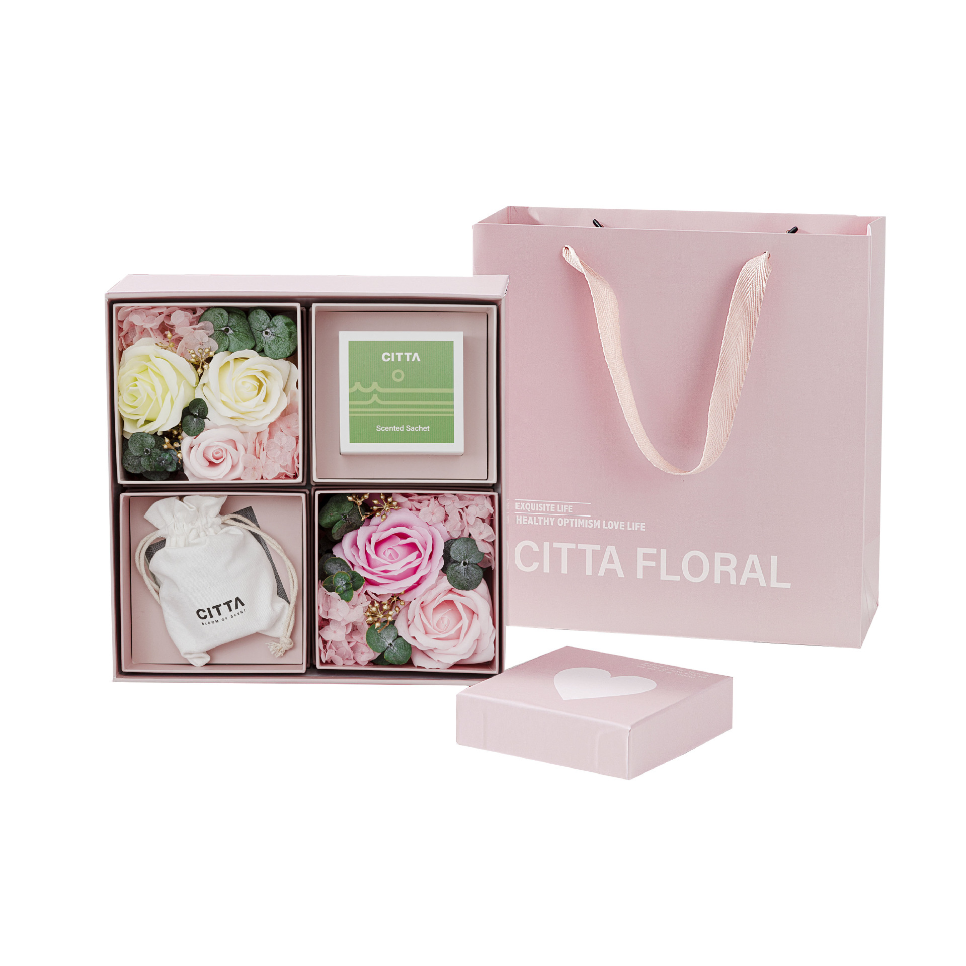 520 Handgift Aromatherapy Flower Gift Box To Send Girlfriend Pink Romantic Gift Valentine's Day Candle Aromatherapy Flower Sachet Set Item Picture