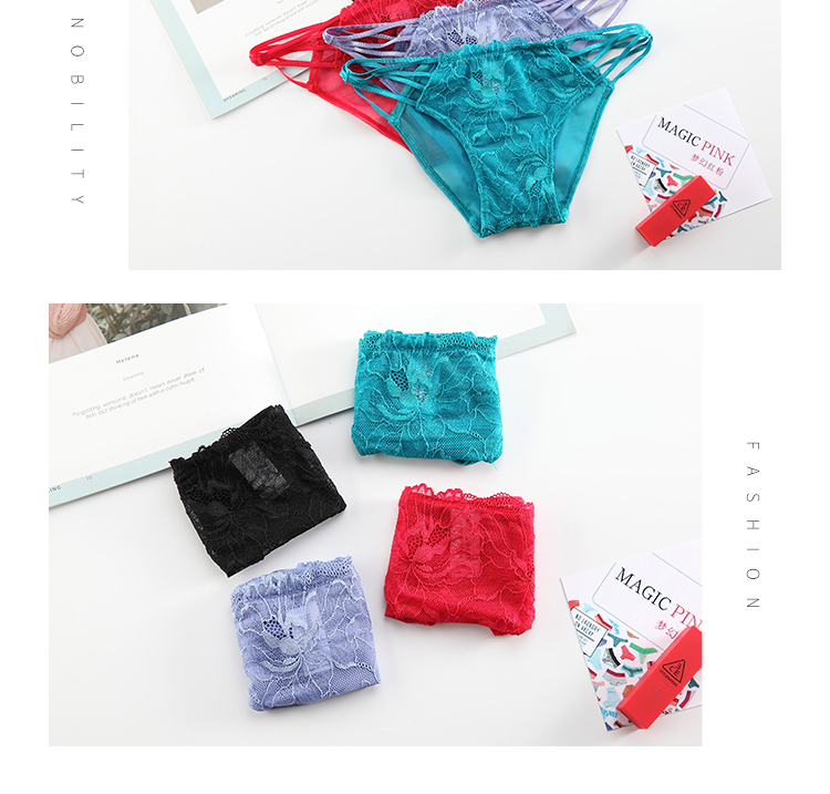 The Mystery of the Magic Box Lace Sexy Cut-out mesh side tie transparent thin breathable low-waist comfortable and simple triangular underwear pic 13