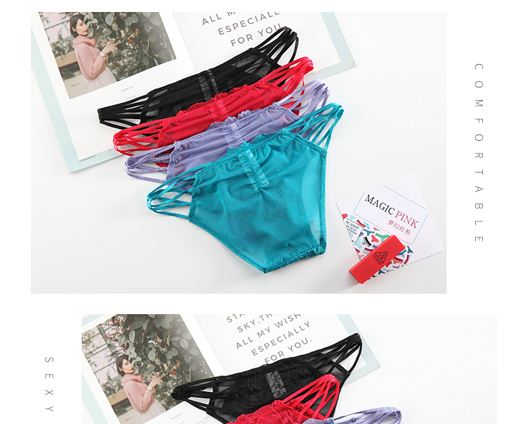 The Mystery of the Magic Box Lace Sexy Cut-out mesh side tie transparent thin breathable low-waist comfortable and simple triangular underwear pic 12