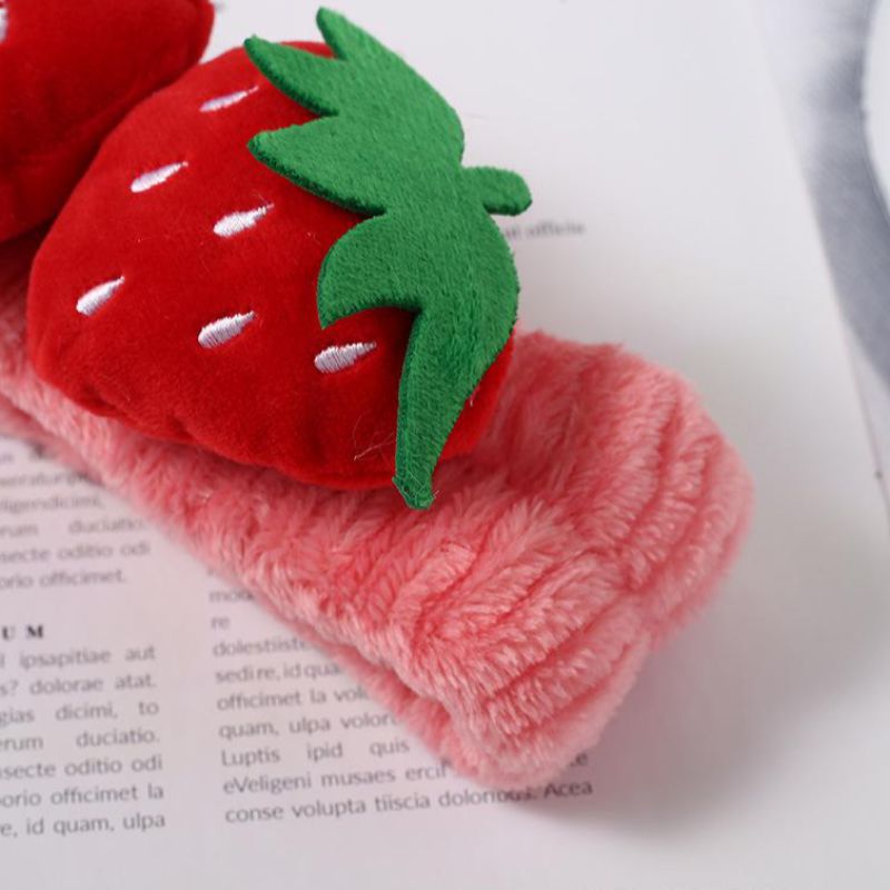 厂家批发 韩版简约可爱两颗草莓法兰绒头带 化妆洗脸必备单品详情10