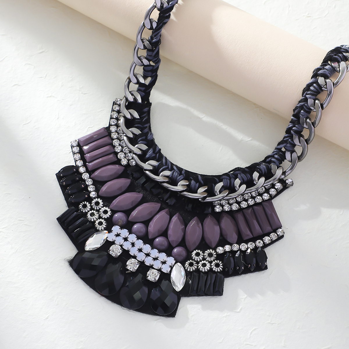 European and American retro national style necklace women's metal alloy diamond Bohemian necklace