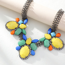 Europe and America Bohemia color collarbone chain jewelry fashion personality exaggerated candy color necklace