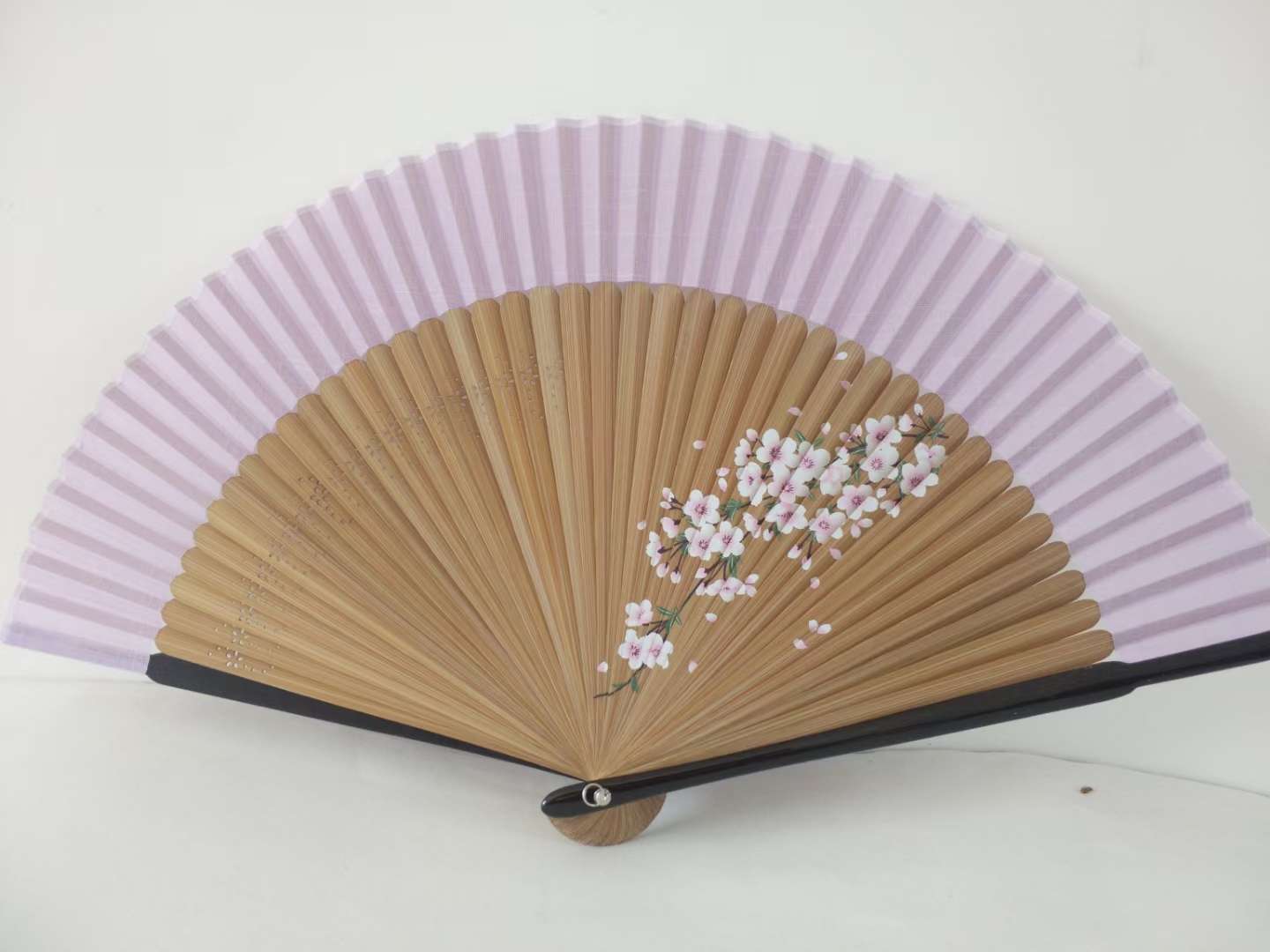 Women's Bamboo Cotton Hand-Painted Large Row Fan Summer Portable Folding Fan Japanese Hanfu Cheongsam Runway Folding Fan Chinese Ancient Style Gift Fan Bamboo Cotton Fan Head Green Dance Fan Specification drawing