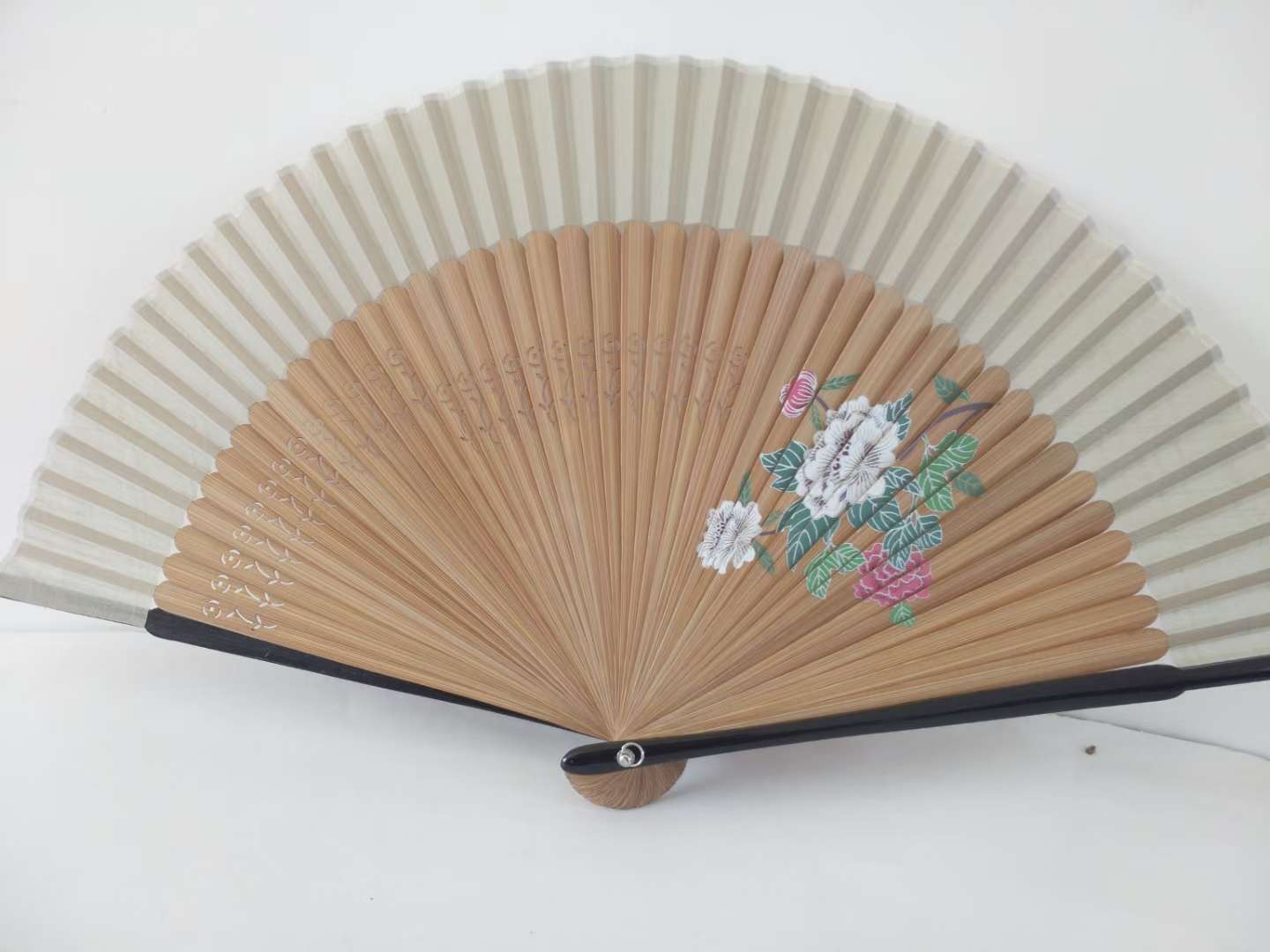 Women's Bamboo Cotton Hand-Painted Large Row Fan Summer Portable Folding Fan Japanese Hanfu Cheongsam Runway Folding Fan Chinese Ancient Style Gift Fan Bamboo Cotton Fan Head Green Dance Fan undefined