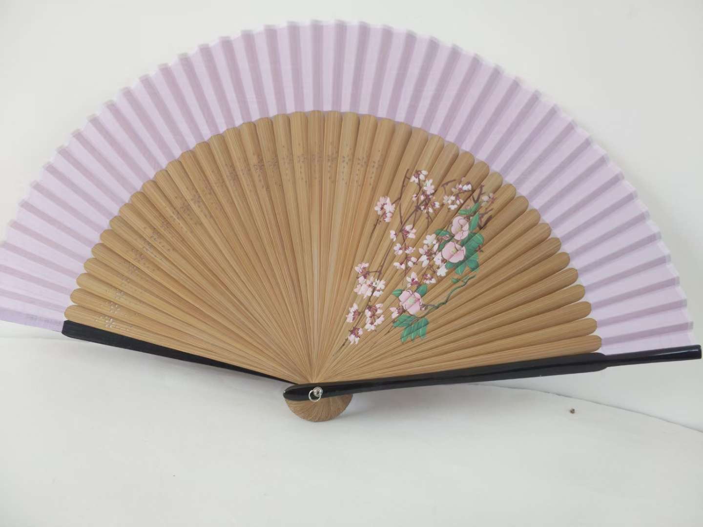 Women's Bamboo Cotton Hand-Painted Large Row Fan Summer Portable Folding Fan Japanese Hanfu Cheongsam Runway Folding Fan Chinese Ancient Style Gift Fan Bamboo Cotton Fan Head Green Dance Fan Item Picture